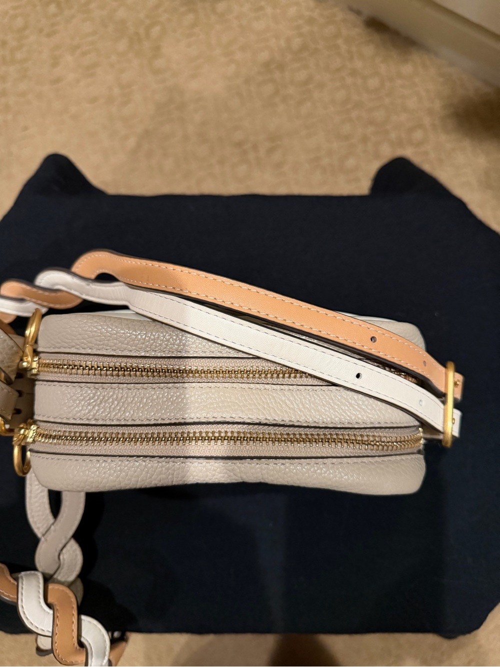 Tory Burch Perry Bombe Camera Bag | Cream/Off-White with Braided Strap - Picture 5 of 9